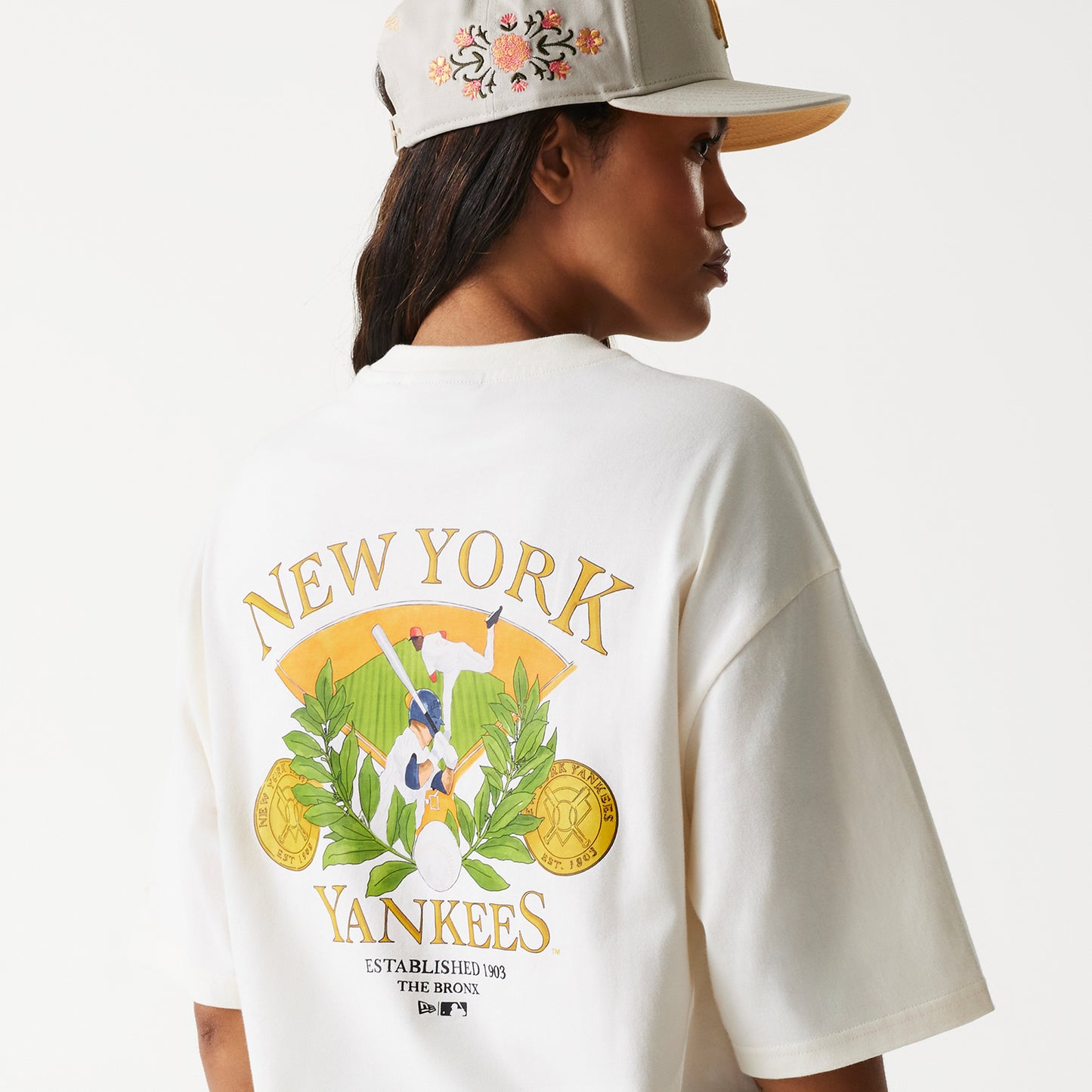 Playera Manga Corta New York Yankees MLB Baseball Graphic Blanca