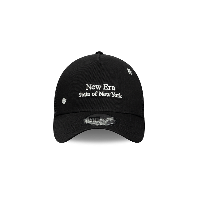 New Era Flower Embroidery 9FORTY A-Frame Trucker Snapback Negra
