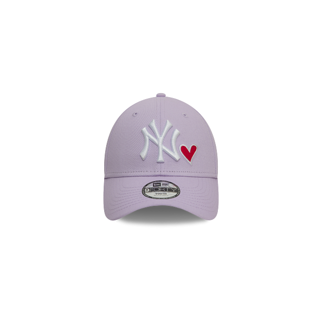 New York Yankees MLB Heart Icon 9FORTY Strapback Morada para Niña o Niño