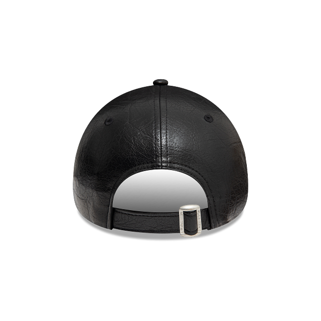 New York Yankees MLB Faux Leather Crinkled 9FORTY Strapback Negra para Mujer