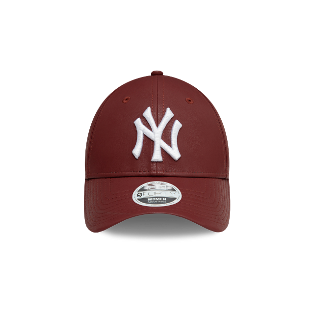 New York Yankees MLB Faux Leather Crinkled 9FORTY Strapback Roja para Mujer