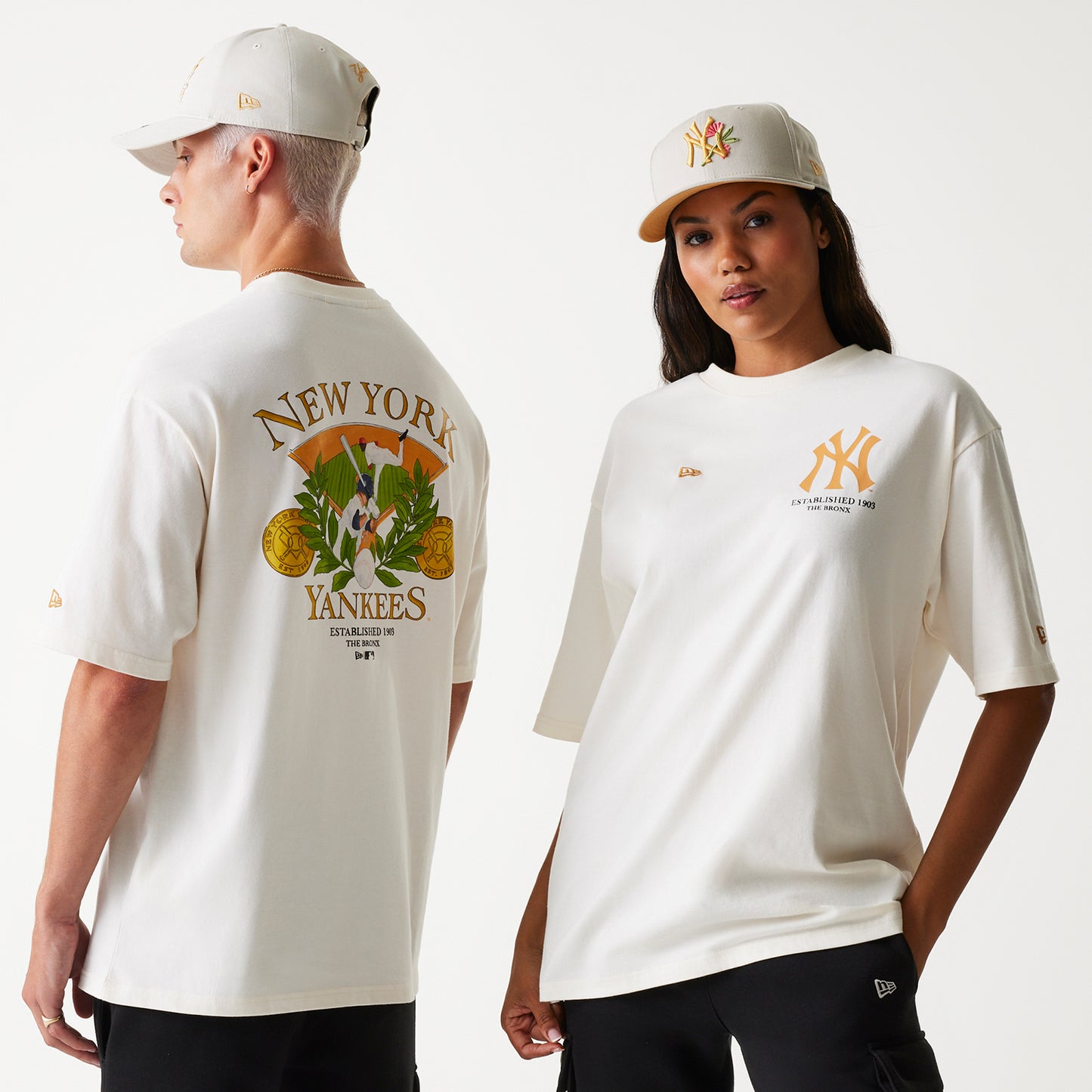 Playera Manga Corta New York Yankees MLB Baseball Graphic Blanca