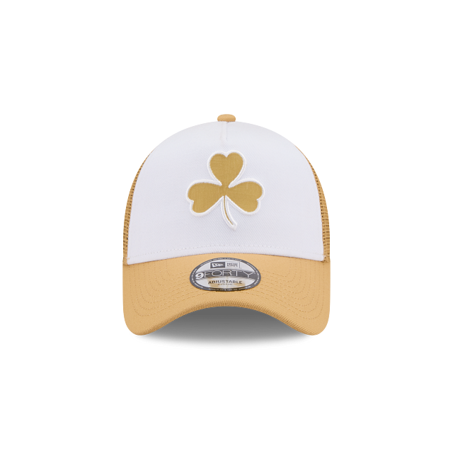 Boston Celtics NBA City Edition 2025 9FORTY A-Frame Trucker Snapback