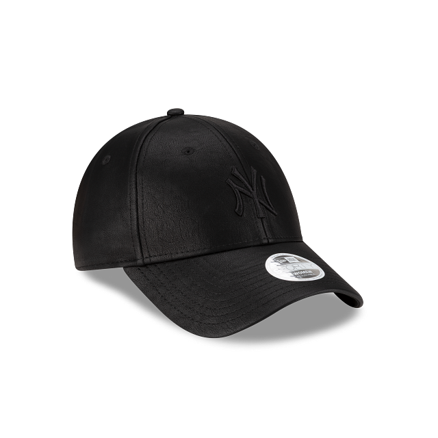 New York Yankees MLB Faux Leather 9FORTY Strapback Negra para Mujer