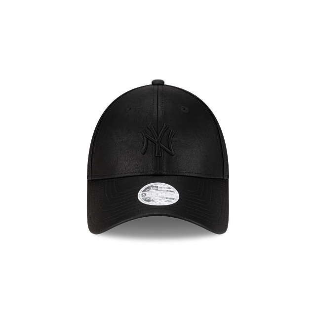 New York Yankees MLB Faux Leather 9FORTY Strapback Negra para Mujer