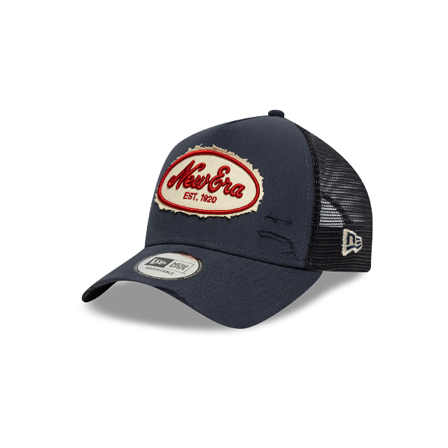 New Era Patch Distress 9FORTY A-Frame Trucker Snapback Navy