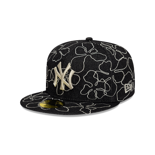 New York Yankees MLB Floral Denim 59FIFTY Cerrada Negra