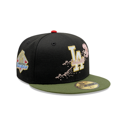 Los Angeles Dodgers MLB Japan Dotted Flower 59FIFTY Cerrada Negra